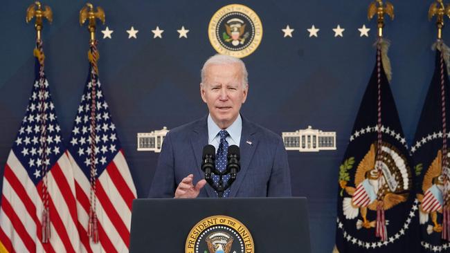 US President Joe Biden speaks about the administration's response to recent aerial objects at the White House House in Washington.