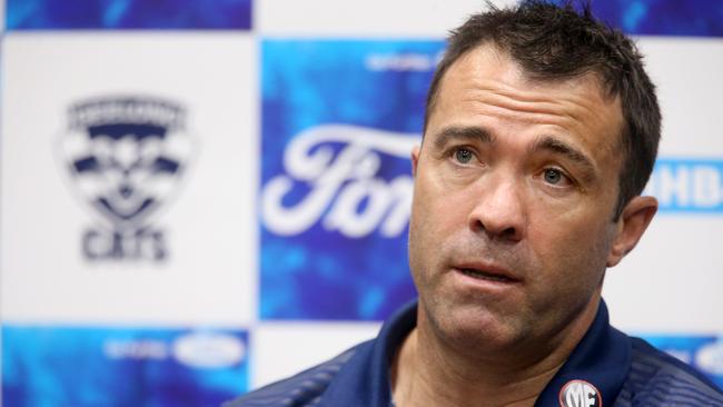 Geelong coach Chris Scott has called for calm over proposed rule changes. Picture: Glenn Ferguson