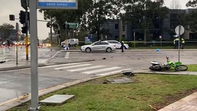 A critical incident investigation has been launched following a serious crash at the intersection of Parramatta and St Hilliers roads at Auburn. Picture: 9News