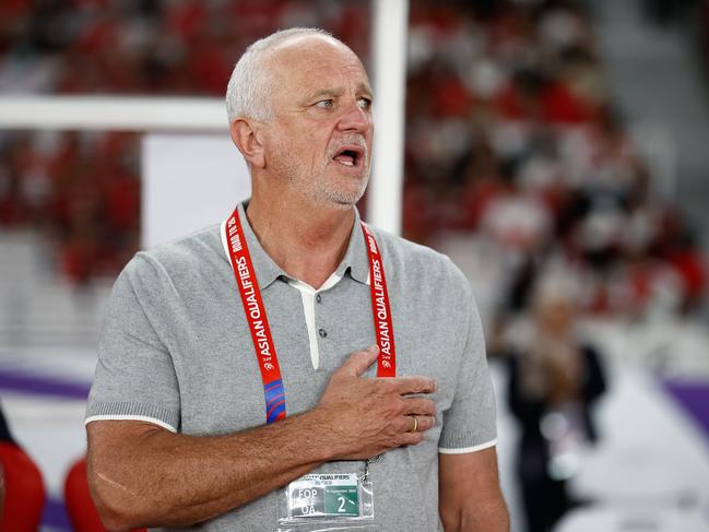 Graham Arnold during the game against Indonesia, the last in his career as Socceroos coach. Picture: Getty Images