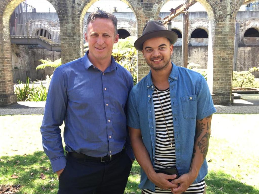 Titus Day and Guy Sebastian in happier times. Picture supplied