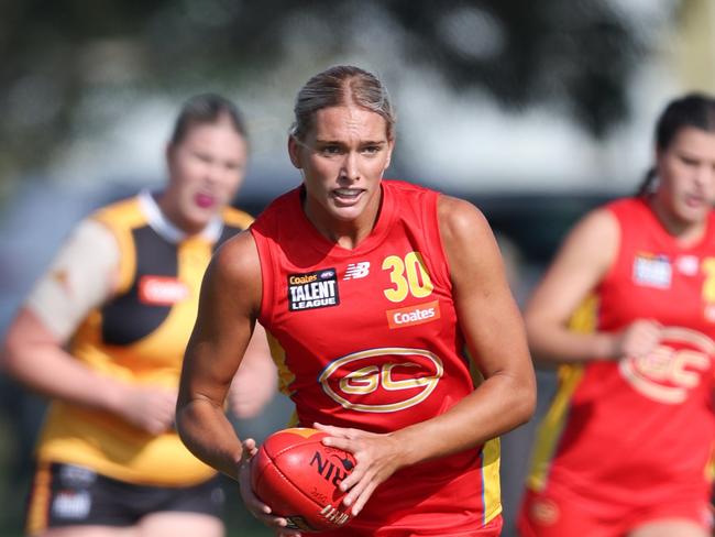 Havana Harris of the Gold Coast Suns U18 women's academy in action during the 2024 Coates Talent League. Picture: Rob Lawson/AFL Photos.