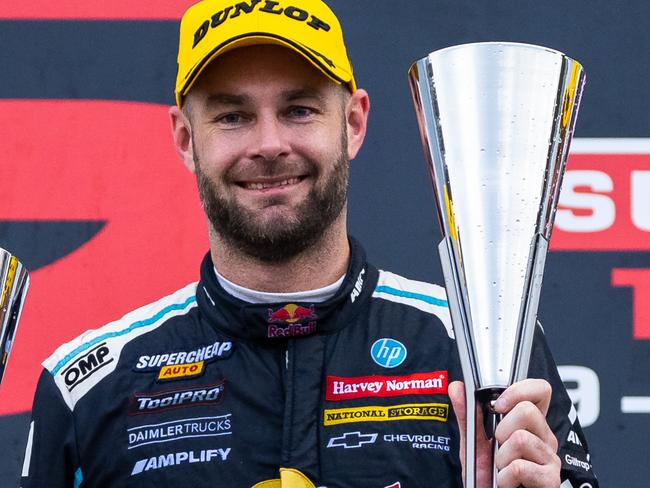 TAILEM BEND, AUSTRALIA - JULY 31: (EDITORS NOTE: A polarizing filter was used for this image.) Shane van Gisbergen driver of the #97 Red Bull Ampol Holden Commodore ZB during race 3 of the OTR Supersprint round of the 2022 Supercars Championship Season at The Bend on July 31, 2022 in Tailem Bend, Australia. (Photo by Daniel Kalisz/Getty Images)