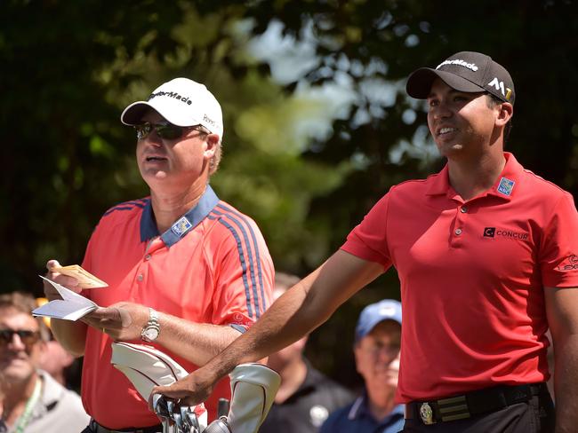 Colin Swatton (left) and Jason Day, pictured in 2016, have reunited. Picture: Drew Hallowell/Getty Images/AFP