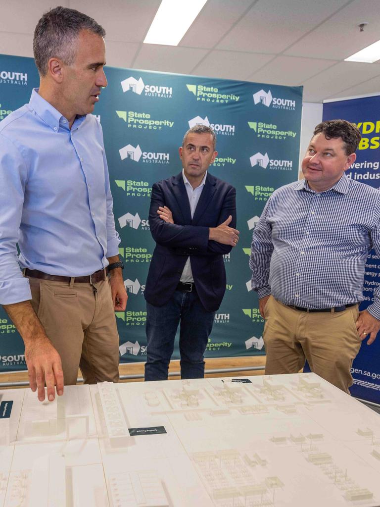 The premier at the opening of the Whyalla office of hydrogen power plant in February. Picture: Ben Clark