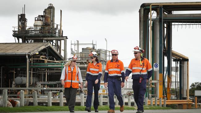 ncitec Pivot workers at the company’s Gibson Island ammonia plant. Lyndon Mechielsen/The Australian