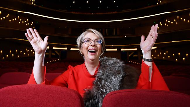 Jane Doyle takes a seat at the new Her Majesty's Theatre. Picture: Mark Brake