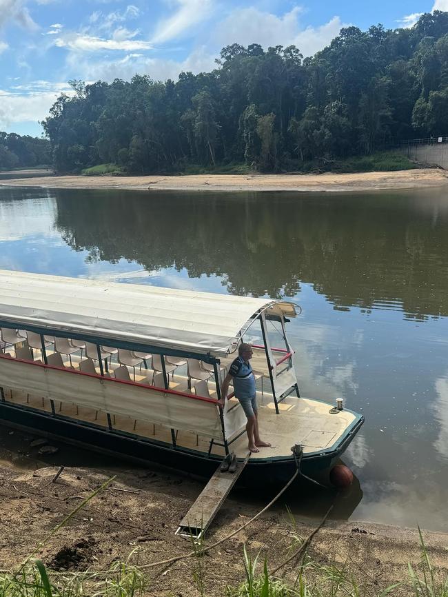 Warren Clinton from the Kuranda Riverboat is waiting for water levels to come back up. Picture: Kuranda Riverboat