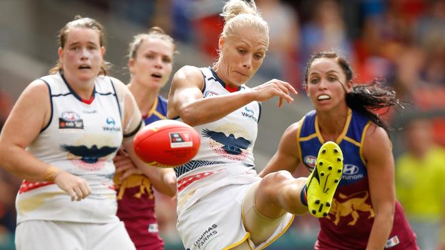 Erin Phillips of the Crows in action during the 2017 AFLW Grand Final.