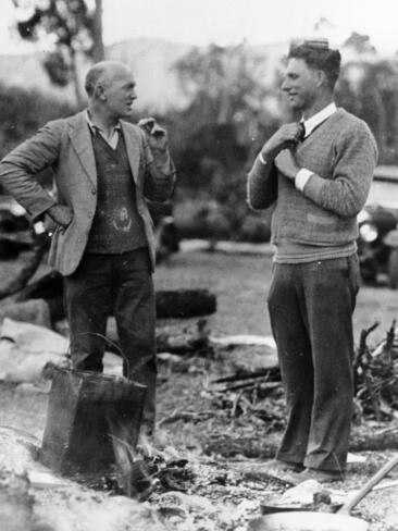 Binna Burra founders Arthur Groom And Romeo Lahey in 1938.