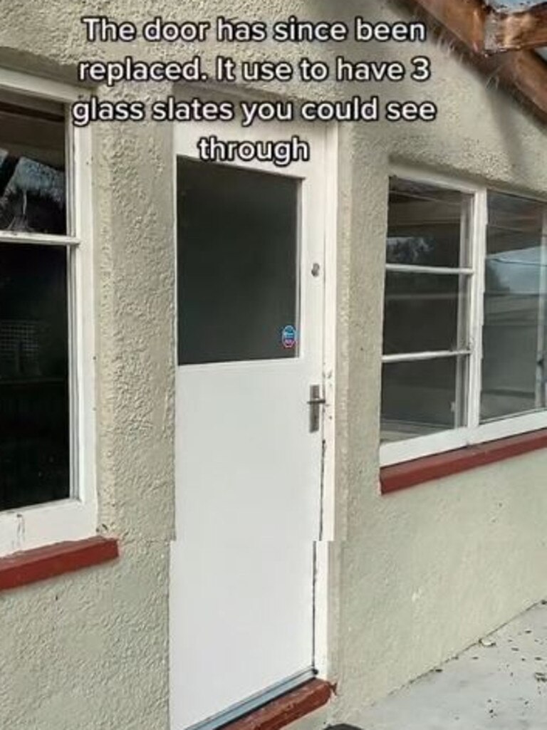 The door where the shooting happened, the glass has since been replaced. Picture: TikTok / @missyandhemi