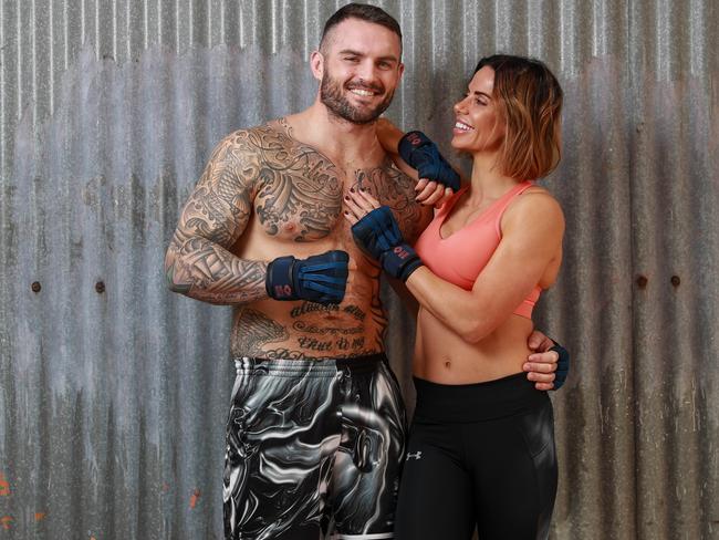 Conn and girlfriend Ellice Whichello were the faces of Hustle Boxing before the fallout. Picture: Justin Lloyd.