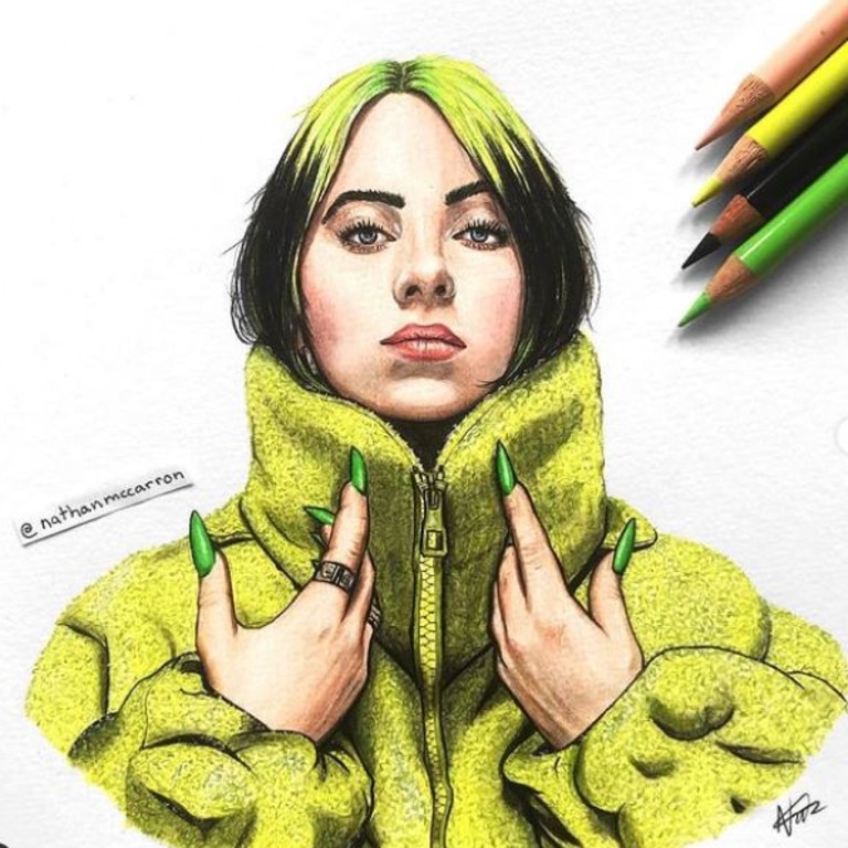 His piece on singer Billie Eilish. Picture: TikTok/nathanmccarron0