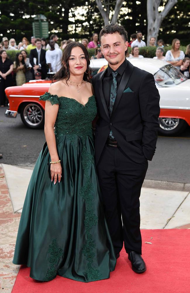 Masey Wilson and Hoani Young at Centenary Heights State High School formal. Picture; Patrick Woods.