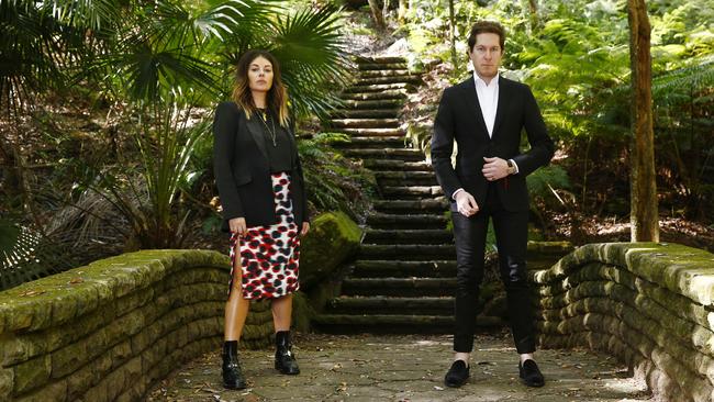 Camilla Freeman-Topper and Marc Freeman, on the Moon Bridge in Cooper Park in Bellevue Hill. Picture: John Appleyard