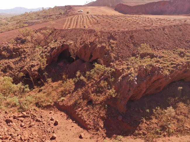 The Juukan Gorge caves destroyed by Rio’s blasting.