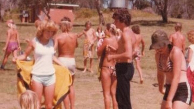 Debra Hood (holding yellow towel) during a Year 10 science excursion in the 1979.