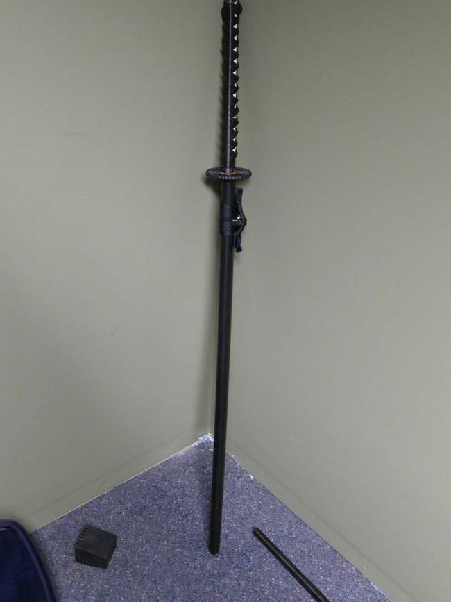 Police found a samurai sword.