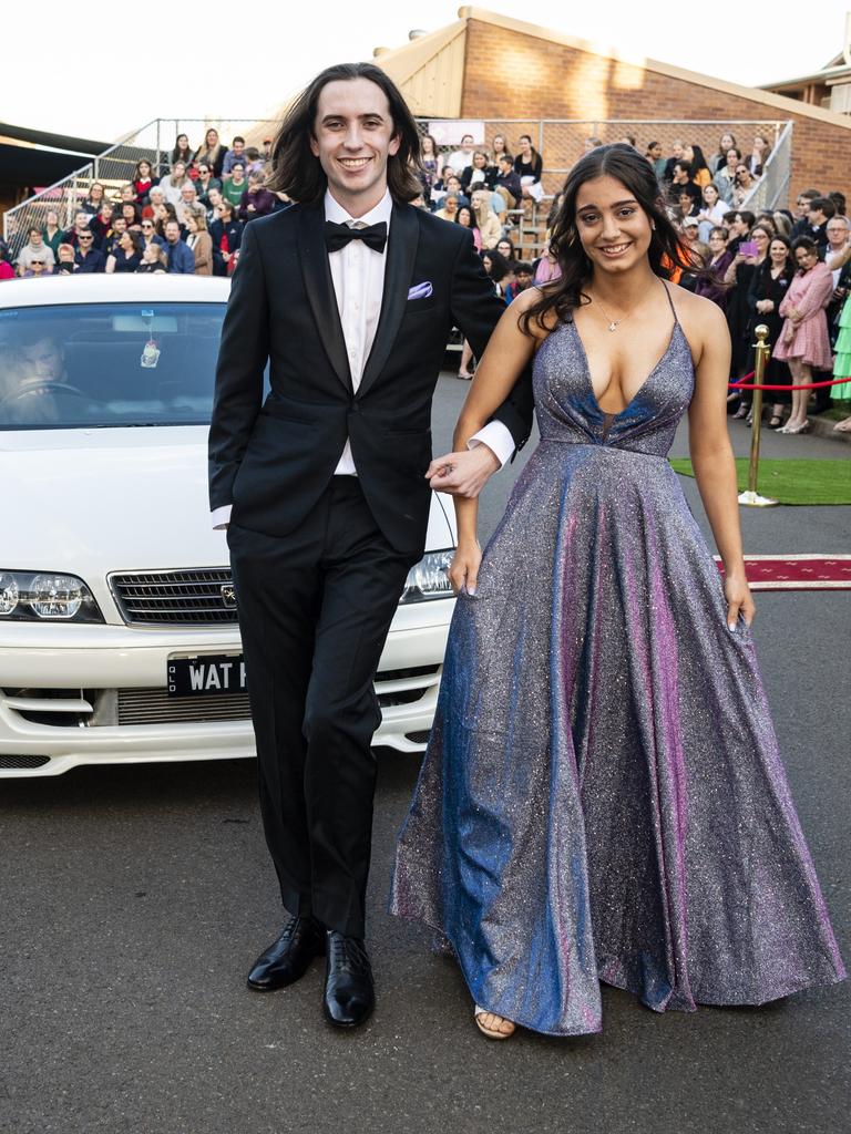 Graduates Zebediah O'Shea and Jade Farrows at Concordia Lutheran College valedictory dinner red carpet arrivals at Redlands campus, Friday, September 16, 2022. Picture: Kevin Farmer