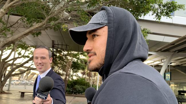 NRL star Valentine Holmes arrives in Sydney following his stint in the USA trying his luck to get a start in the NFL. Picture: Fatima Kdouh