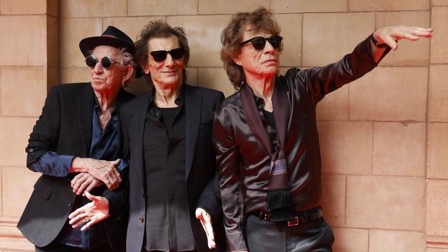 Rolling Stones members (from left) Keith Richards, Ronnie Wood and Mick Jagger attend the Hackney Diamonds album launch event at Hackney Empire, London. Picture: Matrix