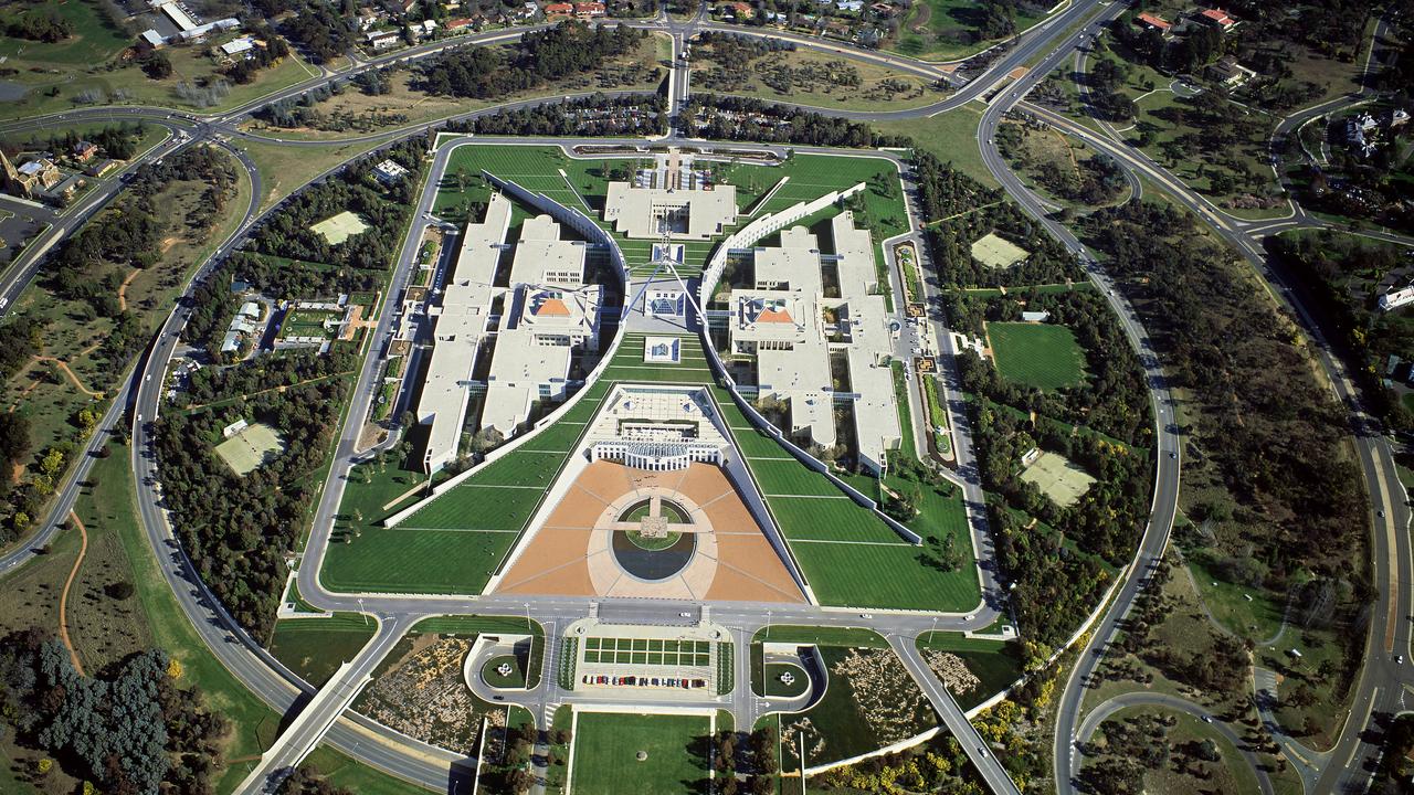 Aerial view of Parliament House in Canberra.