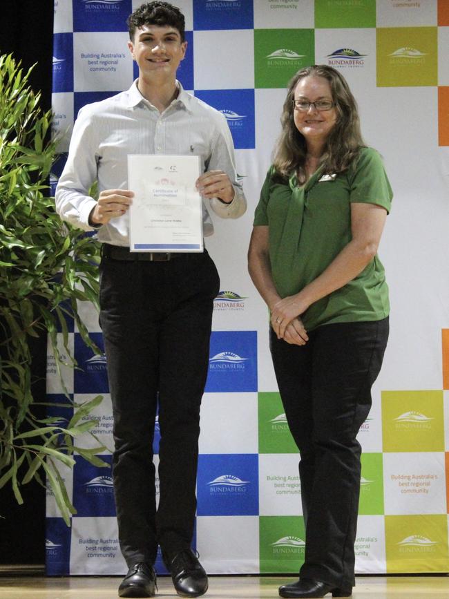 Christian Lane-Krebs was nominated for the Young Citizen of the Year Award at the 2024 Bundaberg Australia Day Awards.