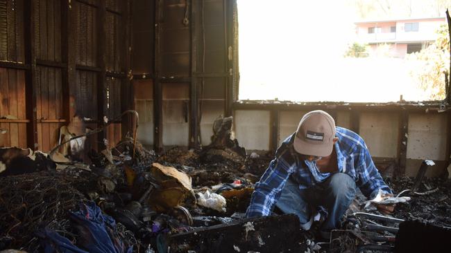 Bill Spangen among the ruins of his property at Philip Street, November 12 2019