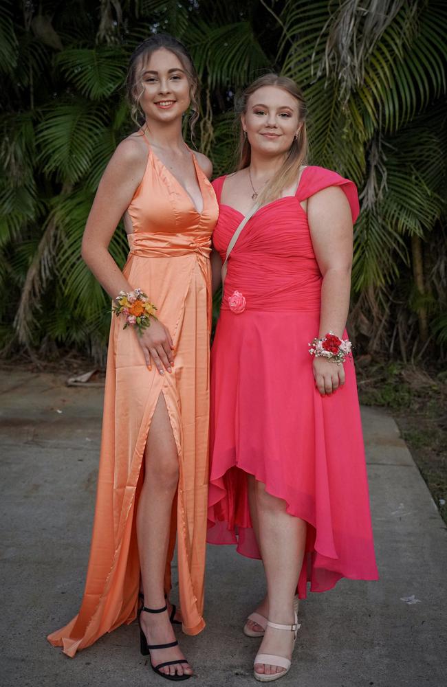 Reanna Heel and Taleeka Morgan at the Mackay North State High School formal at Windmill Function Centre, November 19, 2021. Picture: Heidi Petith