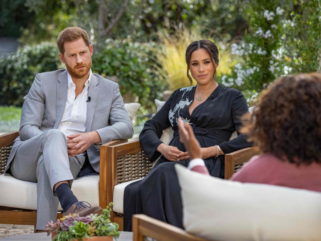 <b>2021:</b> Oprah Winfrey’s interview with Prince Harry and Meghan Markle sparks a royal crisis. Harry shocks royal fans by dishing the dirt in what many view as a betrayal. Later that year, the couple welcome their daughter Lilibet Diana Mountbatten-Windsor, later known as Princess Lilibet of Sussex when she and her brother receive royal titles. Picture: AFP/Harpo Productions – Joe Pugliese