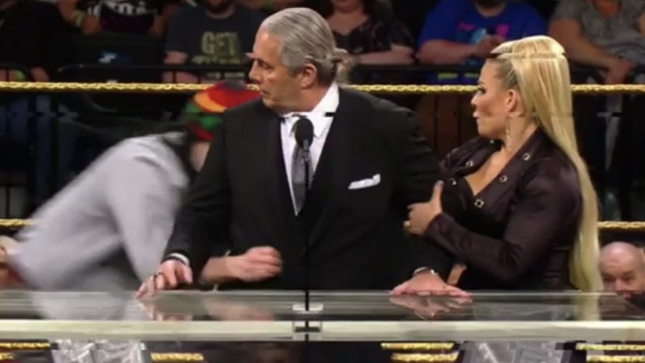 Bret Hart was attacked during his speech.