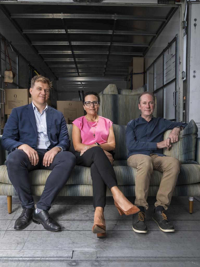 Anthea Dimitrakopoulos, General Manager Brand, Environment, Social and Governance of The Ascott Group, Dan McKenna – CEO Housing All Australians and Corey McGrath, State President Vinnies Tasmania at Somerset On The Pier. Picture: Caroline Tan