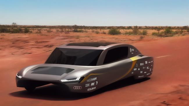 A rendered image of the Sunswift 7 vehicle, where its production in Sydney has been delayed by recent lockdowns. Source: Supplied.