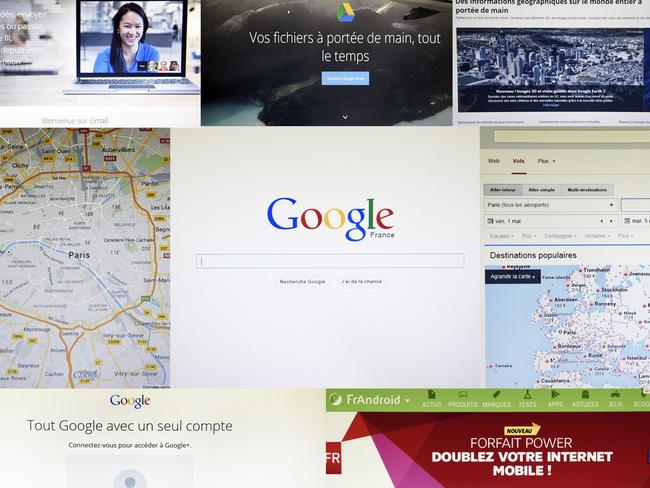 The various front pages of Google websites in Europe. Picture: AFP/LOIC VENANCE