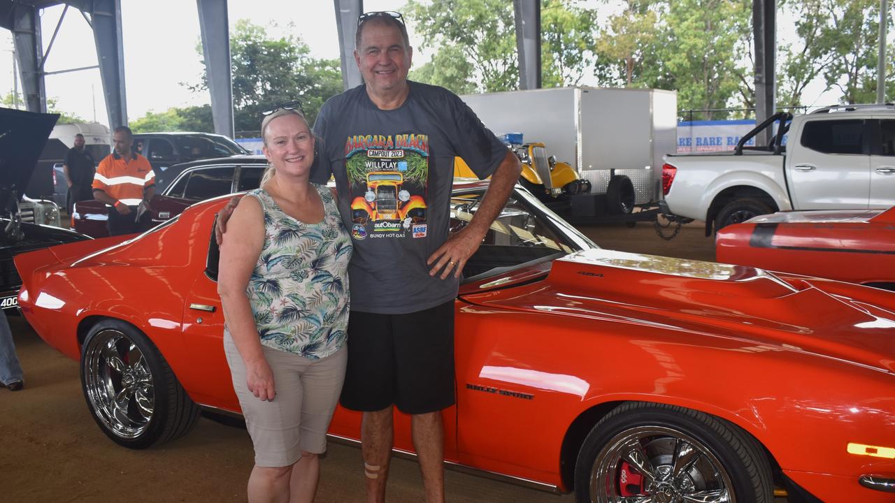 Bundaberg's Jennifer and Martin Cooper with their 1970 Chev Camaro at scrutineering for Rockynats 04 at the Rockhampton Showgrounds on March 28, 2024.