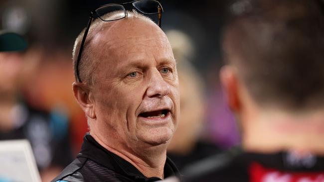 Ken Hinkley walked out of his weekly press conference on Friday. Picture: James Elsby/AFL Photos