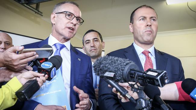 Despite Jay Weatherill’s ambushing of federal Energy Minister Josh Frydenberg, a poll shows the Premier is still responsible for SA’s power crisis. Picture: Mike Burton