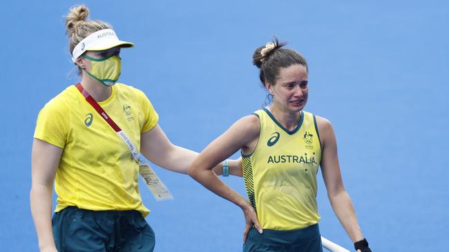 Brooke Peris (R) will miss the World Cup and Commonwealth Games. Picture: Alex Coppel.