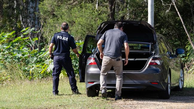 Police arriving at the Gin Gin property. Picture: Paul Beutel