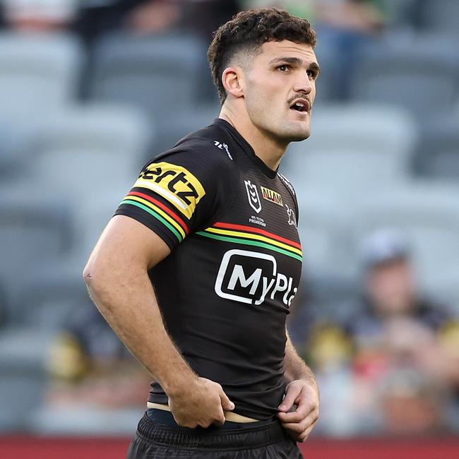 Panthers halfback Nathan Cleary takes on a flimsy Tigers this weekend. Picture: Getty Images