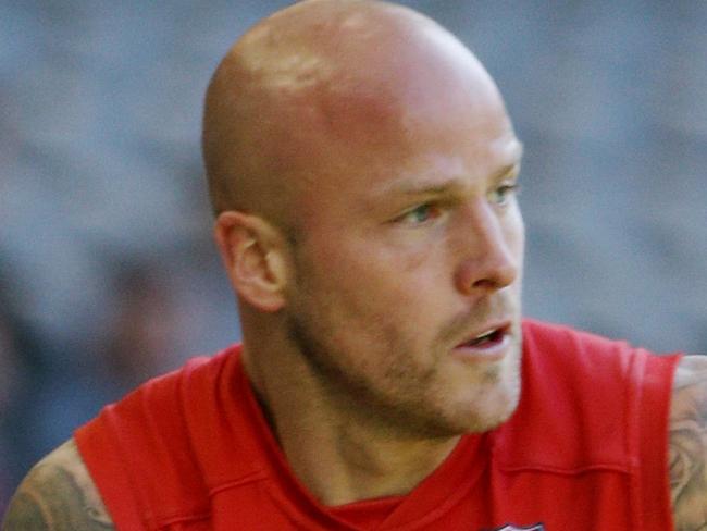 AFL Round 19- Melbourne v Brisbane Lions at Etihad Stadium. Nathan Jones in action. 3rd August 2014. Picture : Colleen Petch