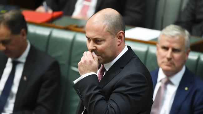 Treasurer Josh Frydenberg defends the government’s economic policies during Question Time. Picture: AAP