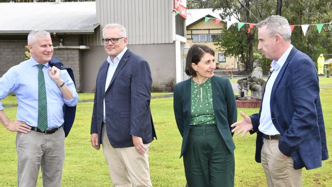 Prime Minister Scott Morrison was joined by NSW Premier Gladys Berejiklian, Deputy PM Michael McCormack and Page MP Kevin Hogan to officially open the Woolgoolga to Ballina upgrade in 2020. Photo: Adam Hourigan.