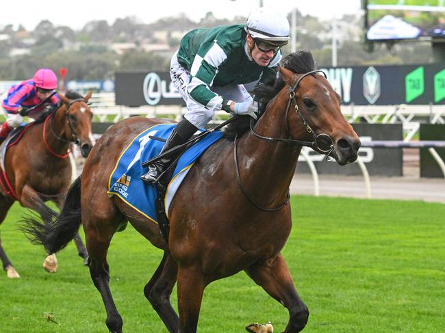 MELBOURNE, AUSTRALIA - SEPTEMBER 14: Mark Zahra riding Growing Empire winning Race 4, the Winning Edge Poseidon Stakes - Betting Odds during Melbourne Racing at Flemington Racecourse on September 14, 2024 in Melbourne, Australia. (Photo by Vince Caligiuri/Getty Images)