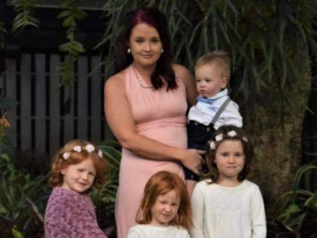 Jodie Santowski with four of her young children, who are all facing the reality of living separately while they search for a rental.