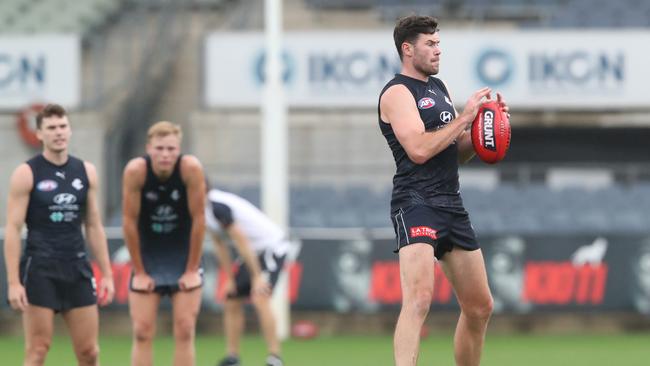 Mitch McGovern (right) has been restricted by injury at the Blues. Picture: David Crosling