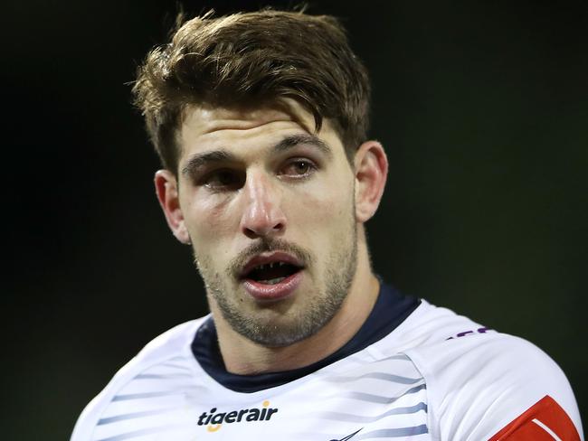 BATHURST, AUSTRALIA - MARCH 30: Curtis Scott of the Storm watches on during the round three NRL match between the Penrith Panthers and the Melbourne Storm at Carrington Park on March 30, 2019 in Bathurst, Australia. (Photo by Mark Kolbe/Getty Images)