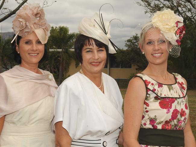 EYE Katie Jeffery, Rhonda Payne and Natalie Maxwell at the 2011 Townsville Ladies Day races held at the Cluden Race Track