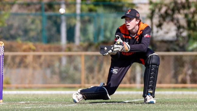 Action from the match between NT Development and Victoria Big Cats during the 2024 Junior Strike Tournament in Darwin. Picture: Celina Whan/NT Cricket.