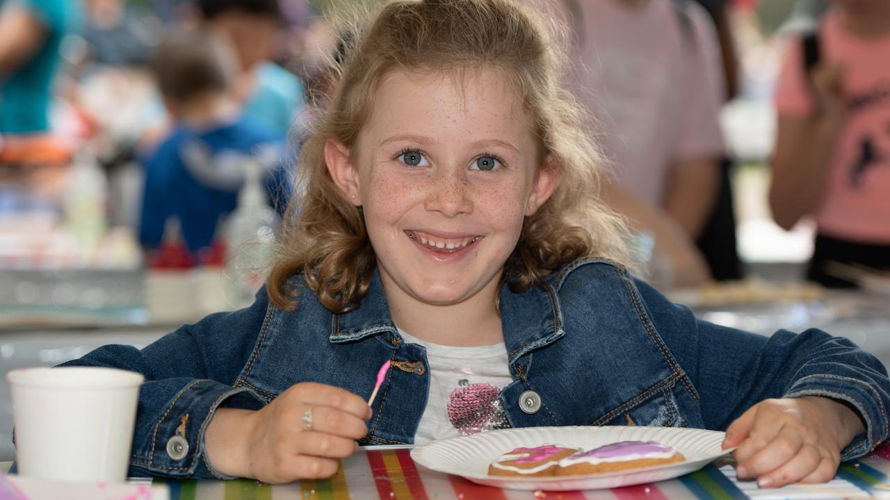 Alice Lett (6) at the Cork and Fork festival on the waterfront Putney on Sunday May 19 2019. (AAP IMAGE / MONIQUE HARMER)